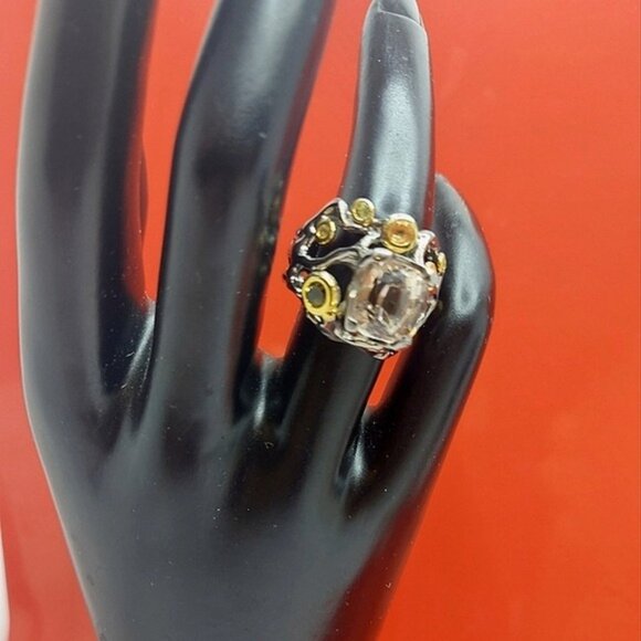 Handcrafted Unheated Kunzite 5.91ct & Sapphire 925 Sterling Silver Ring  Sz 6.75 - Picture 12 of 14